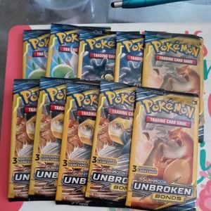 10 pks Pokemon TCG Sun and moon unbroken bonds 3 card's per pack New uno…